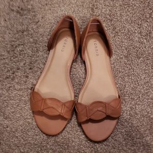 TORRID Size 10W Cognac D'Orsay Peep-Toe Flats